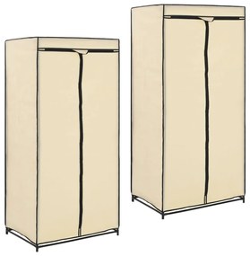282443 vidaXL Roupeiros 2 pcs 75x50x160 cm creme