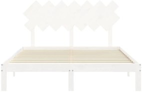 Estrutura de cama King Size com cabeceira madeira maciça branco