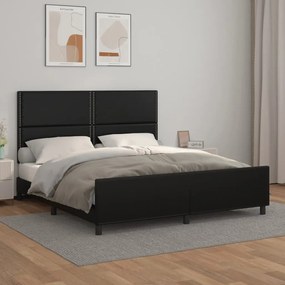 Estrutura cama c/ cabeceira 160x200 cm couro artificial preto