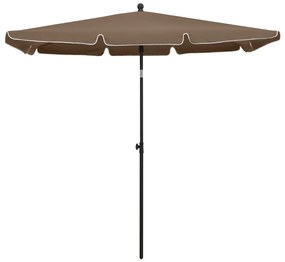 Guarda-sol de jardim c/ mastro 210x140 cm cinzento-acastanhado