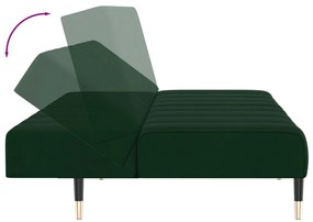 Sofá-cama de 2 lugares veludo verde-escuro