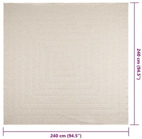Tapete ZIZUR creme 240x240cm aspeto de juta interior e exterior