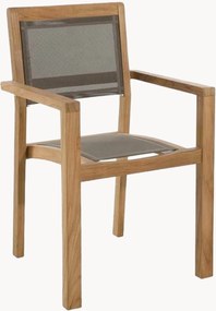Cadeiras de jantar para jardim em madeira de teca com apoio de braços Fun, conjunto de 2