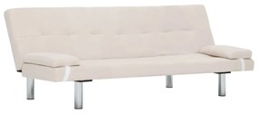Sofá Cama Vivian - Cor Creme - Em Tecido, Estrutura em Madeira, Pernas