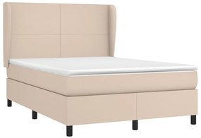 Cama com molas/colchão 140x190 cm couro artificial cappuccino