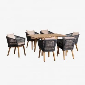 Conjunto de mesa extensível de madeira (90-150x90 cm) Naele e - Sklum