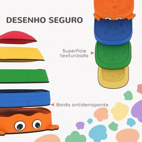 Conjunto de Pedras de Equilíbrio Empilháveis para Crianças de 5 Peças com Forma de Rã e Antiderrapantes Multicolor