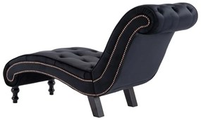 Chaise Longue Elia em Veludo -  Preto - Design Vintage