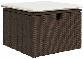 7 pcs conjunto de sofás jardim c/ almofadões vime PE castanho
