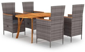 vidaXL 5 pcs conjunto de jantar para jardim cinzento