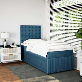 Cama boxspring com colchão 90x200 cm veludo azul