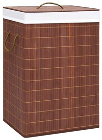 vidaXL Cesto para roupa suja c/ 2 secções 72 L bambu castanho