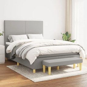 vidaXL Cama com molas/colchão 140x200 cm tecido cinzento-claro