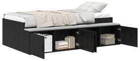 Estrutura de Cama de Armazenamento Carvalho Preto 90x190 cm