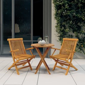 vidaXL 3 pcs conjunto de jantar para jardim madeira de teca maciça