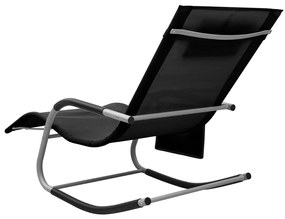 Espreguiçadeira textilene preto e cinzento