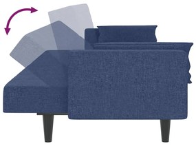 Sofá-cama 2 lugares com duas almofadas tecido azul