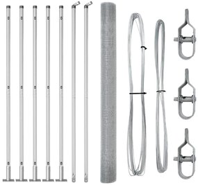 Cerca de Fio Soldado com 7 Postes Flangeados 1,6x10 m Aço Galvanizado