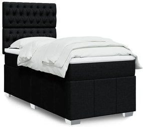 vidaXL Cama com molas/colchão 90x200 cm tecido preto