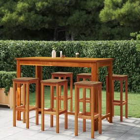 vidaXL 7 pcs Conjunto de bar para jardim madeira de acácia maciça