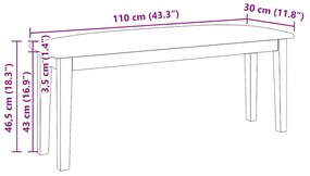 Banco 110 cm madeira seringueira maciça