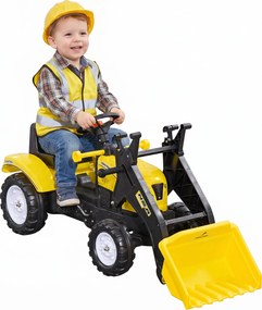 HOMCOM Trator a Pedais para Crianças acima de 3 Anos Trator Escavadora Infantil com Pá Dianteira 114x41x52 cm Amarelo e Preto | Aosom Portugal