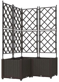 Vaso de Jardim com Treliça 3 pcs Marrom 80x80x143 cm