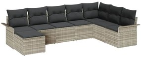 Conjunto de Sofá Modular de 8 Peças com Almofadas Cinza Claro Rattan