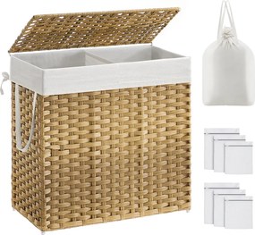 Cesto da roupa suja com tampa 33 x 66 x 60 cm cor natural