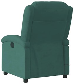 Poltrona de massagens reclinável veludo verde-escuro
