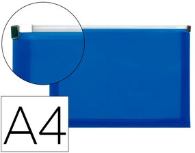 Carpeta Dossier A4 Cierre de Cremallera Azul Translúcido