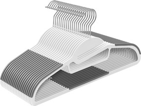 Conjunto 20 Cabides com abertura em forma de S Branco-cinzento