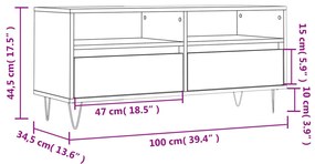 Móvel de TV 100x34,5x44,5 cm derivados de madeira branco