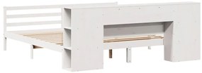 Cama com estante sem colchão 200x200 cm pinho maciço branco