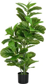 HOMCOM Planta Artificial Ficus 110 cm Planta com 90 Folhas Musgo e Vaso Planta Artificial Decorativa para Interior e Exterior Verde | Aosom Portugal