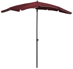 Guarda-sol de jardim com poste 200x130 cm bordô