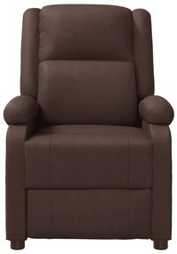 Poltrona reclinável couro artificial castanho