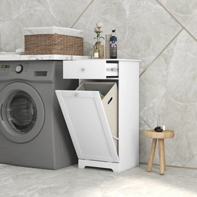 Móvel de casa de banho com cesto para roupa suja  40 x 40 x 90,5 cm, móvel de arrumação com gaveta  branco