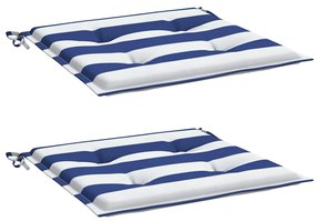 Almofadões p/ cadeira 2pcs 50x50x4 cm tecido riscas azul/branco