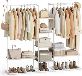 Guarda Roupa com 6 prateleiras 33,8 x 163,6 x 175,3 cm Branco + Bege