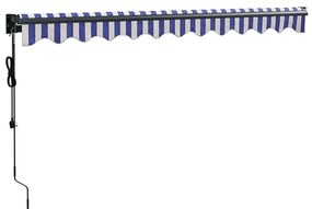 Toldo retrátil 3,5x2,5 m tecido e alumínio azul e branco