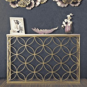 MESA CONSOLA STAR MARBLE 120X40X80 CM DOURADO