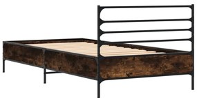 Estrutura de cama derivados de madeira e metal carvalho fumado