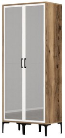 Roupeiro Kumsal RR – Nogueira e Branco – 80x47,5x201,4 cm