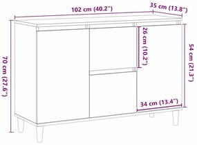 Sideboard vidaXL Carvalho Preto 101x35x60 cm em Madeira de Engenharia