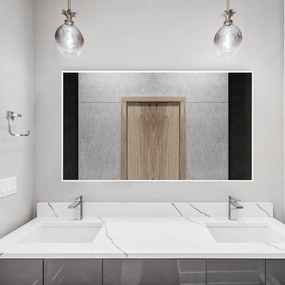 kleankin Espelho de Casa de Banho Retangular 104x60cm Espelho de Parede Decorativo e Moderno com Estrutura de Madeira para Dormitório Corredor Entrada Branco