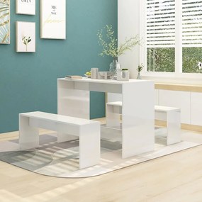 3 pcs conjunto de jantar derivados de madeira branco brilhante