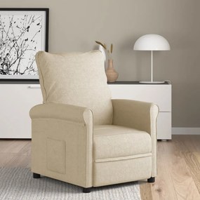 248665 vidaXL Poltrona reclinável tecido cor creme