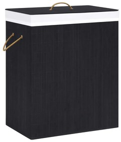 vidaXL Cesto para roupa suja c/ secção única 83 L bambu preto