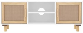 Móvel de TV 105x30x40 cm pinho maciço/vime natural branco